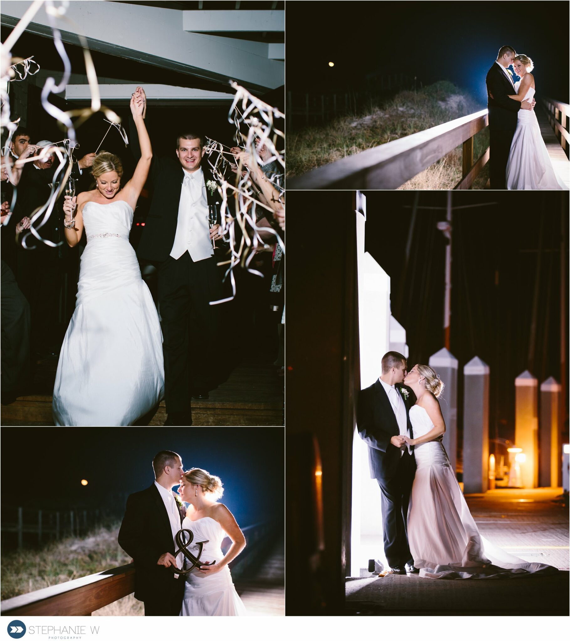 bride and groom night time photography