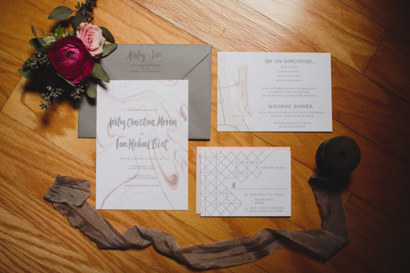 geometric wedding invitation suite