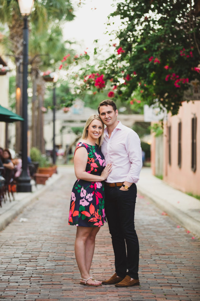 couple holding each other in st. augustine streets