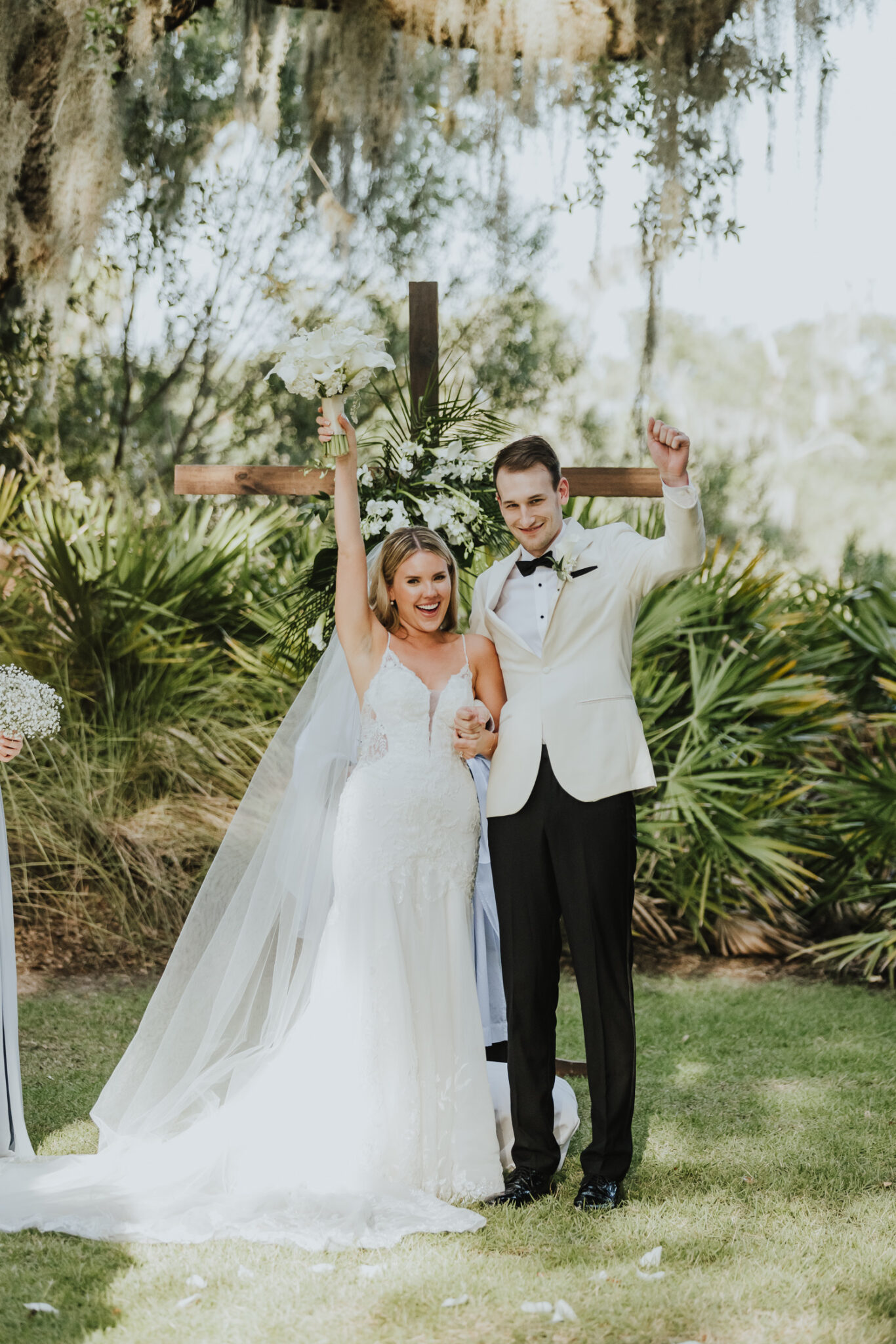 bride and groom excited to be husband and wife 